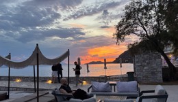 A sunset in Loutraki, Greece, taken from a resortàs bar.