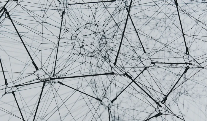 A network of nodes connected by lines. Photo by Alina Grubnya on Unsplash.